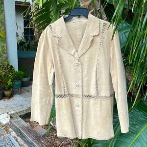 Vintage suede and crochet jacket